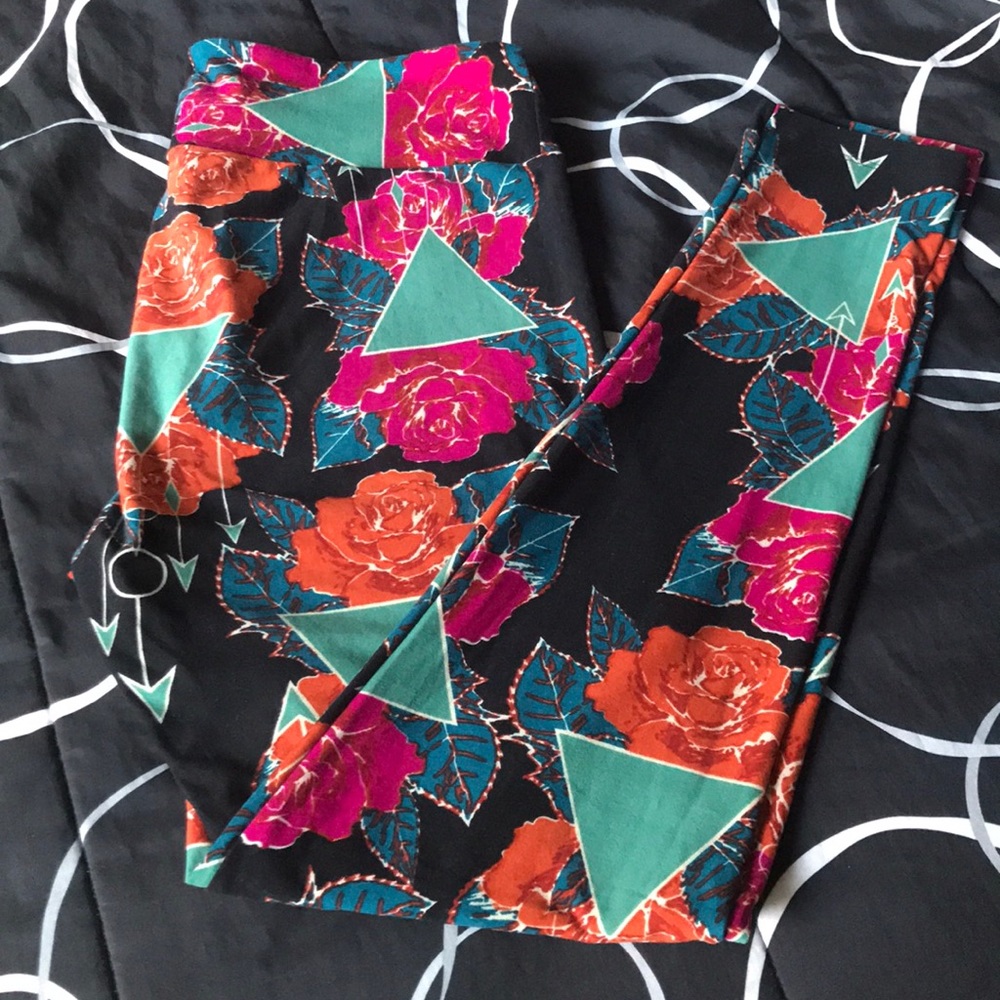 Lularoe LLR TC floral geometric leggings